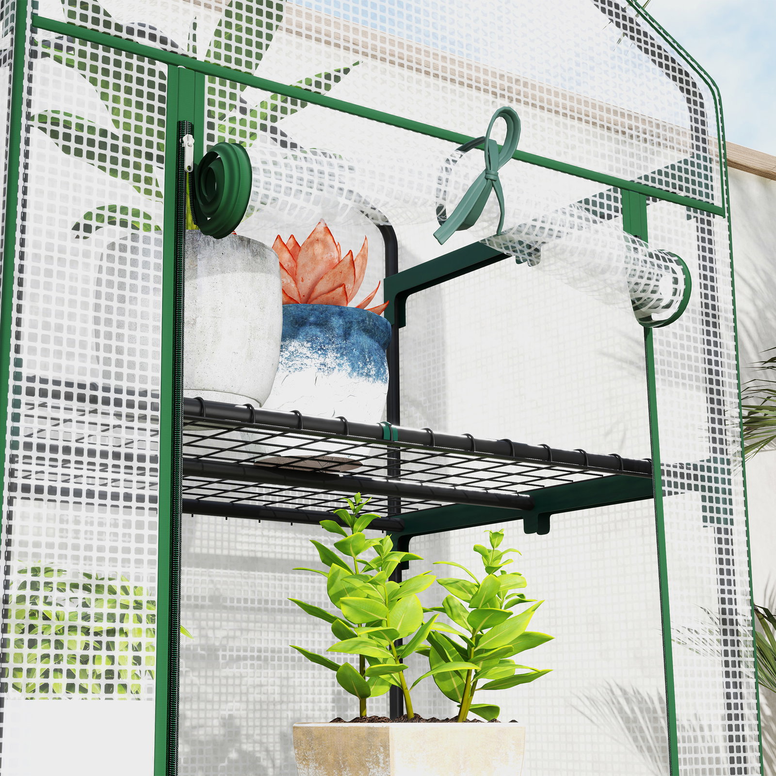 Estufa de jardim vertical 69x49x193 cm com 5 prateleiras estufa para plantas e cultivos com cobertura transparente de PE verde