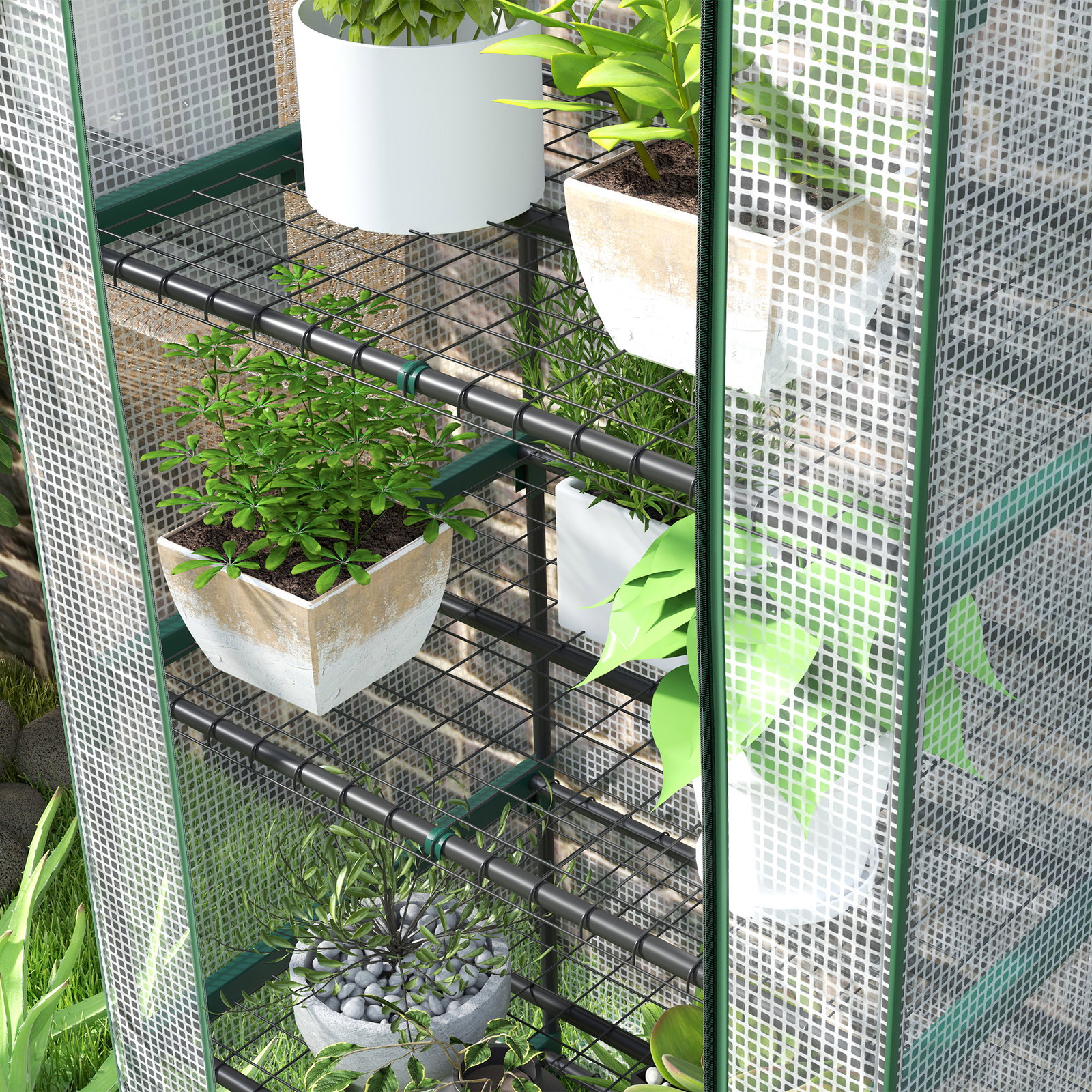 Estufa de jardim vertical 69x49x193 cm com 5 prateleiras estufa para plantas e cultivos com cobertura transparente de PE verde
