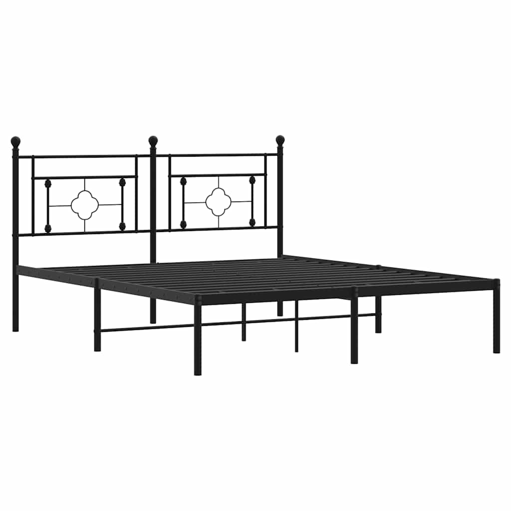 Estrutura de cama em metal com cabeceira 150x200 cm preto