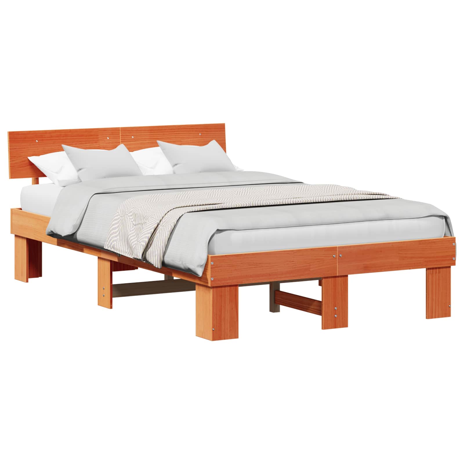 Estrutura da cama com cabeceira marrom cera 135 x 190 cm