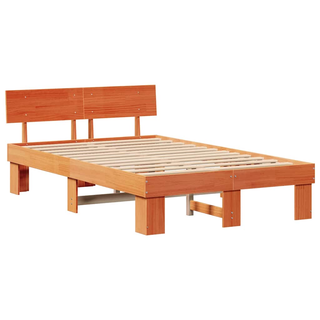 Estrutura da cama com cabeceira marrom cera 135 x 190 cm