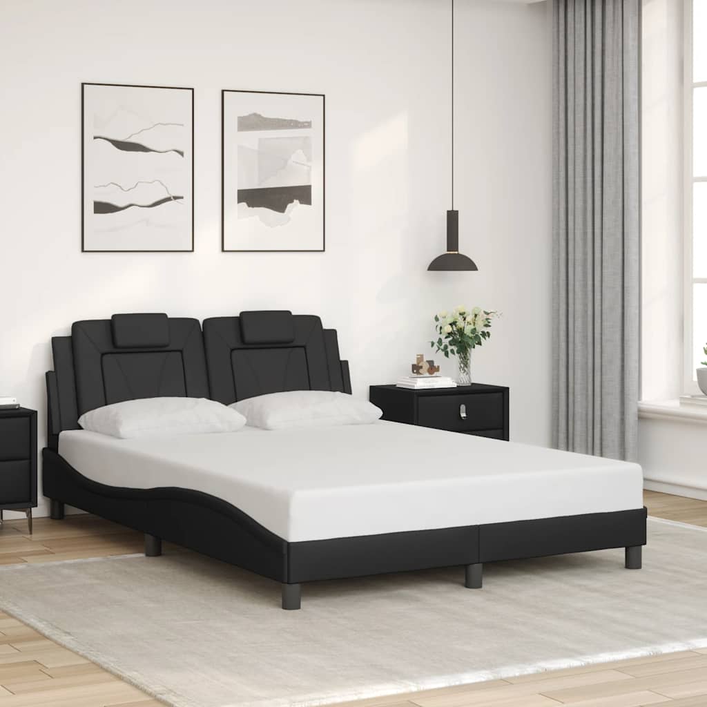 Estrutura de cama viana sem colchão 140x200 cm couro artificial preto