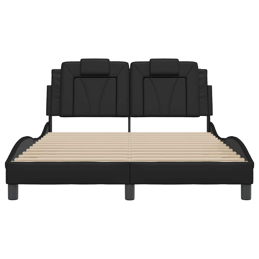 Estrutura de cama viana sem colchão 140x200 cm couro artificial preto