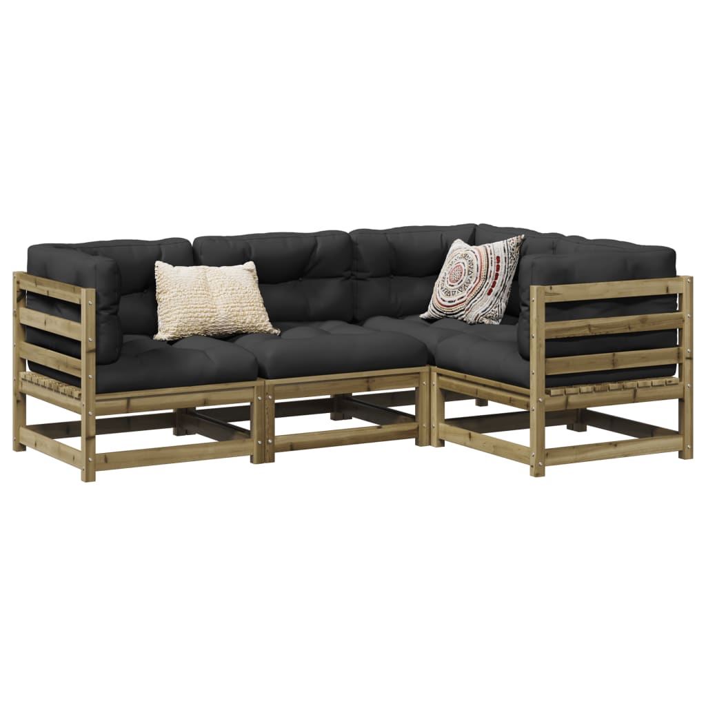4 Pcs conjunto sofás de jardim madeira de pinho impregnada