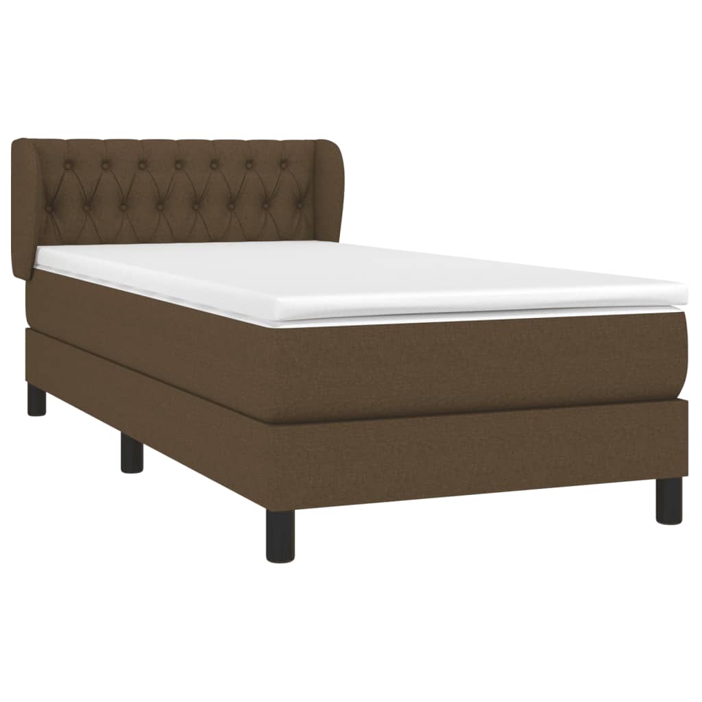 Cama com molas/colchão 100x200 cm tecido castanho-escuro