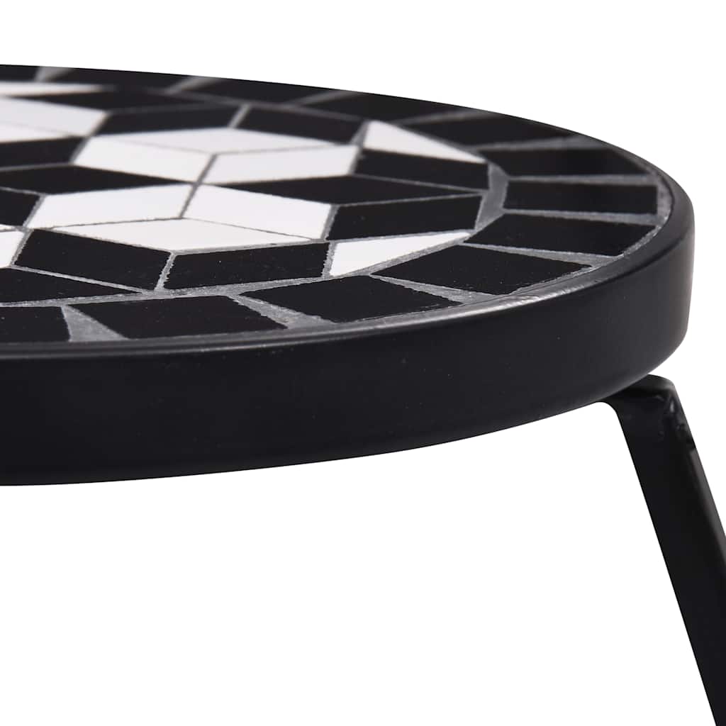 Mesas de mosaico 3 pcs cerâmica preto e branco
