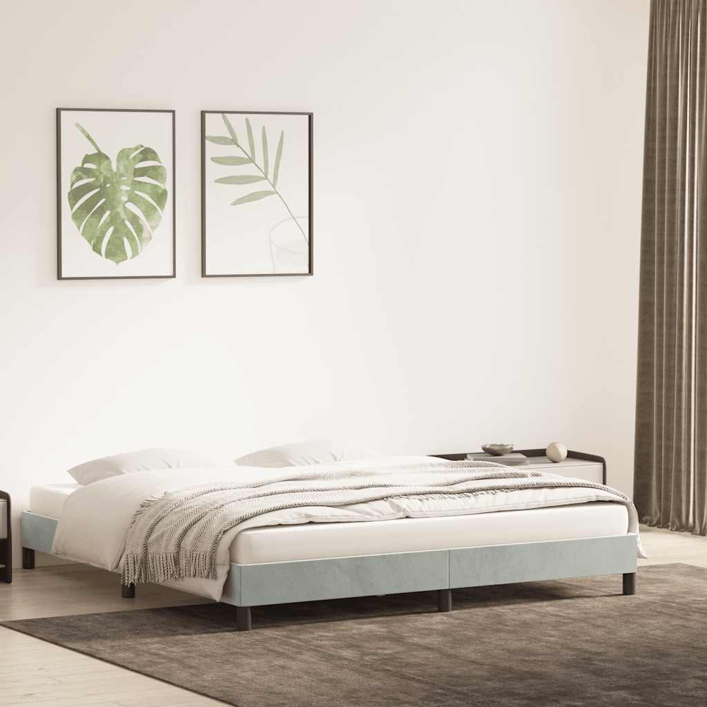 Estrutura de cama sem colchão 200x220 cm veludo cinzento-claro