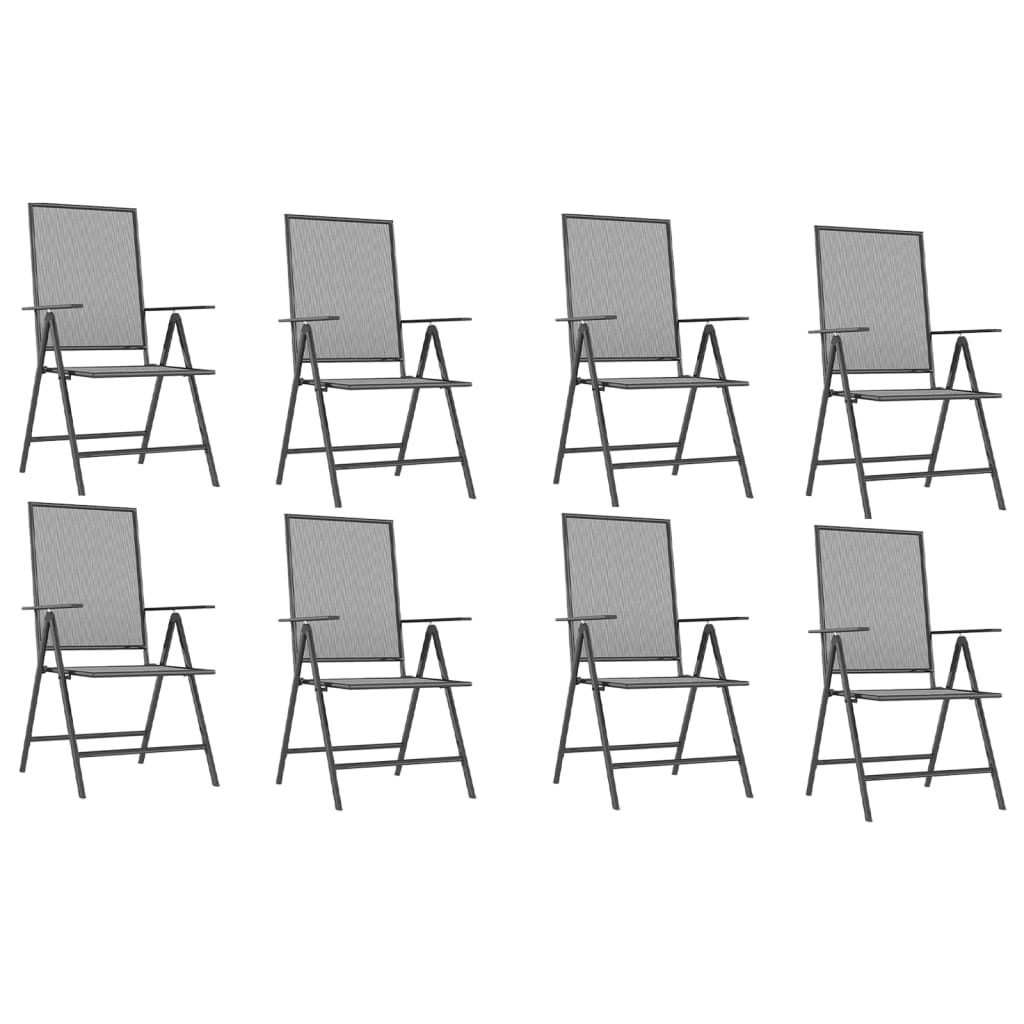 9 Pcs conjunto de jantar para jardim aço antracite