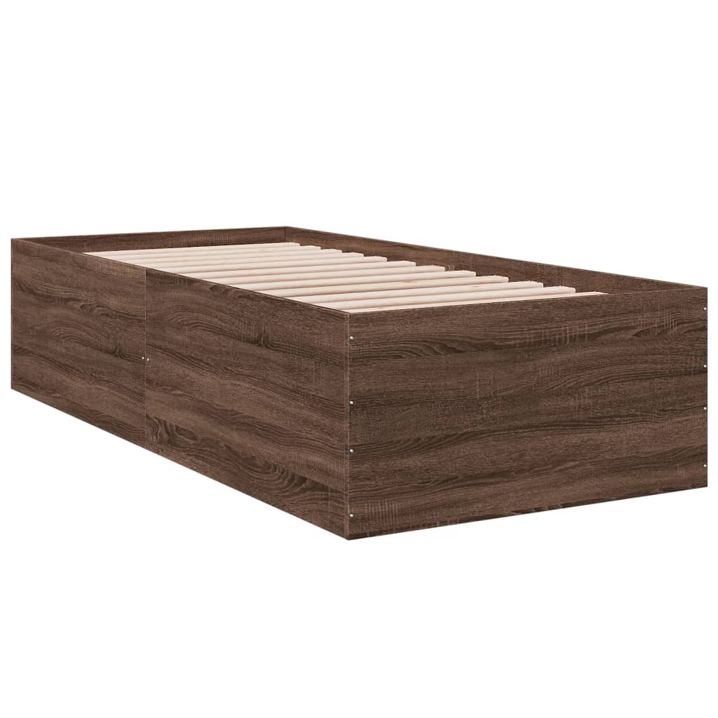 Estrutura de cama 90x190 cm derivados madeira carvalho castanho
