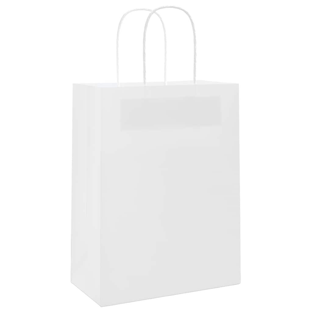 Sacos de papel 50 unid com alças branco 21x11x28 cm