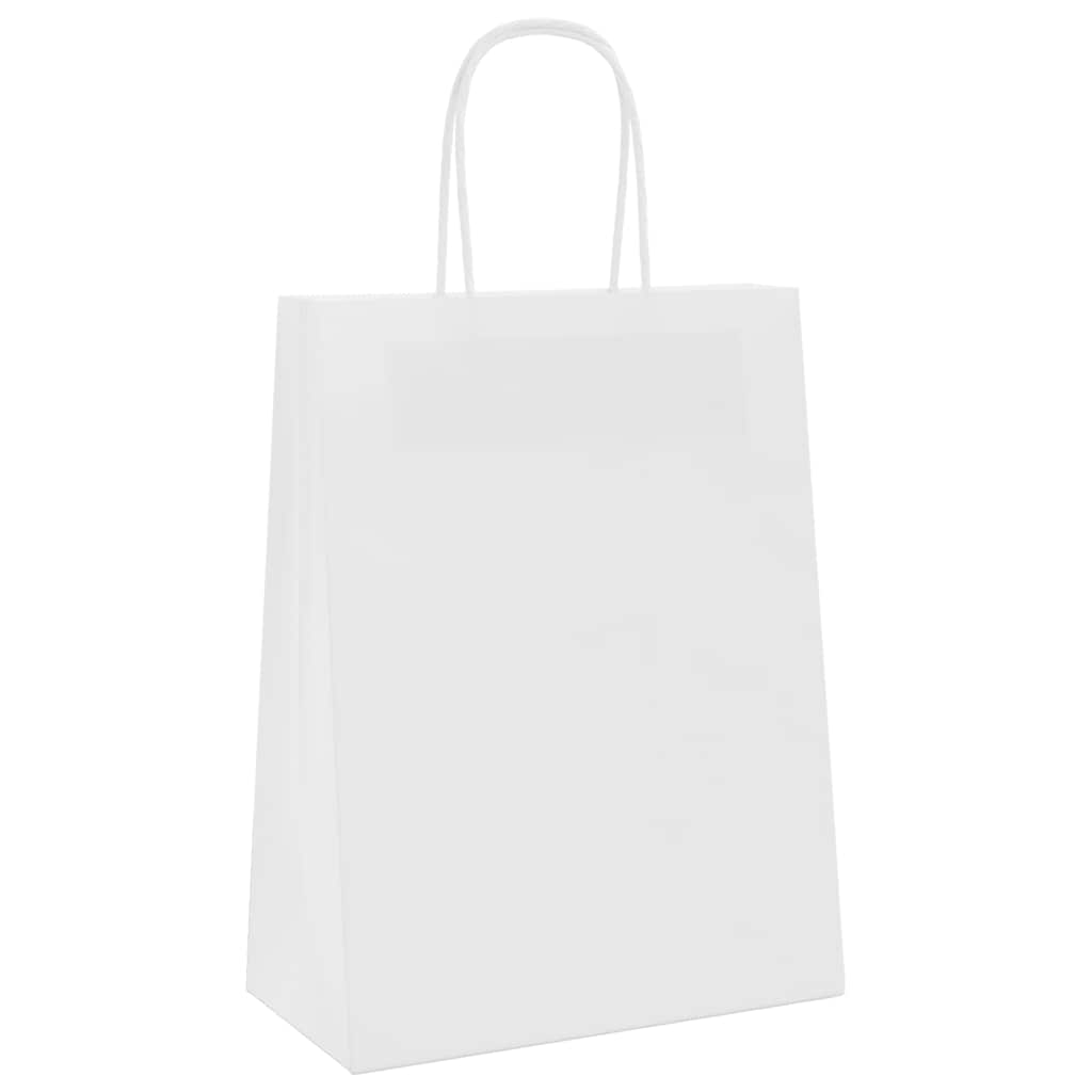 Sacos de papel 50 unid com alças branco 21x11x28 cm