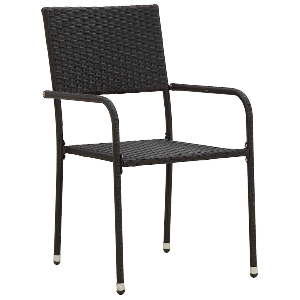7 Pcs conjunto de jantar p/ exterior vime PE preto