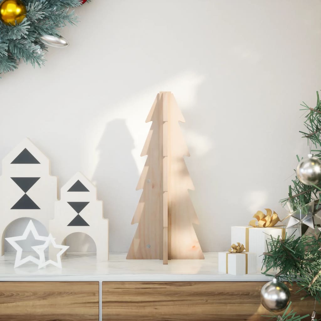 Árvore de natal decorativa 49 cm madeira de pinho maciça