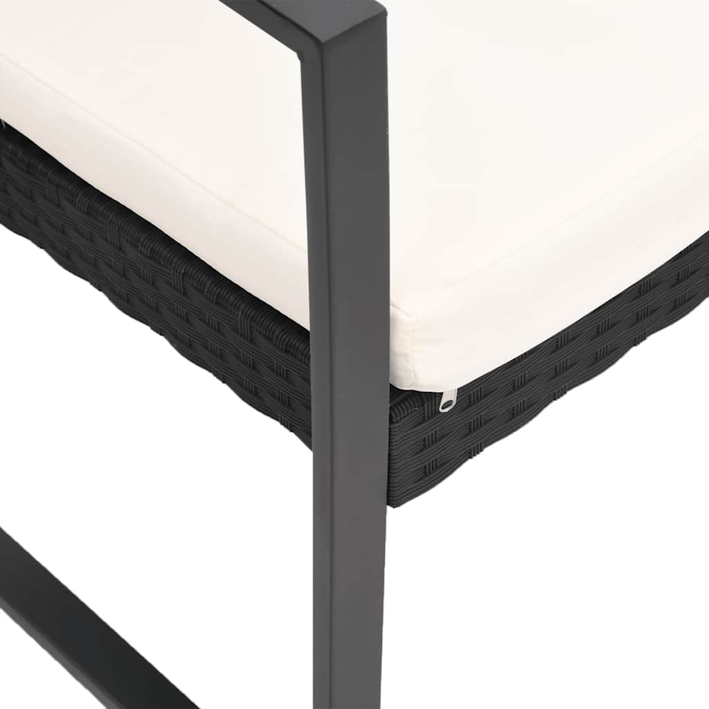 5 Pcs conjunto de jantar p/ jardim c/ almofadões vime PP preto