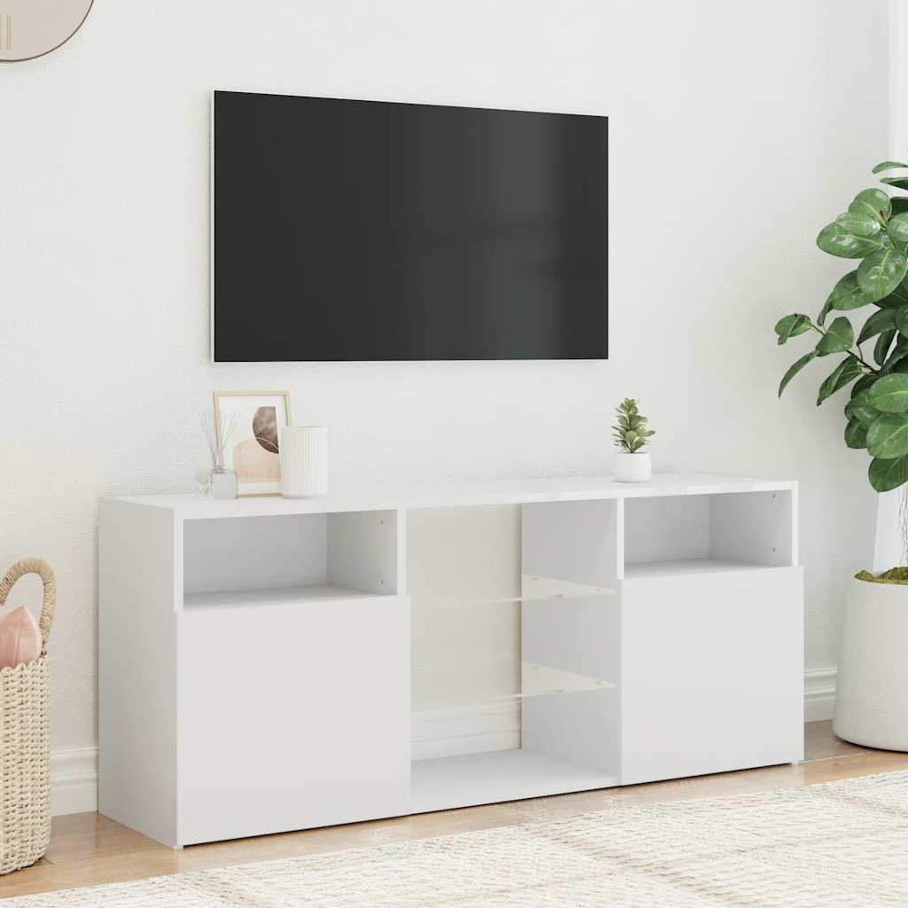 Móvel de TV com luzes LED 120x30x50 cm branco