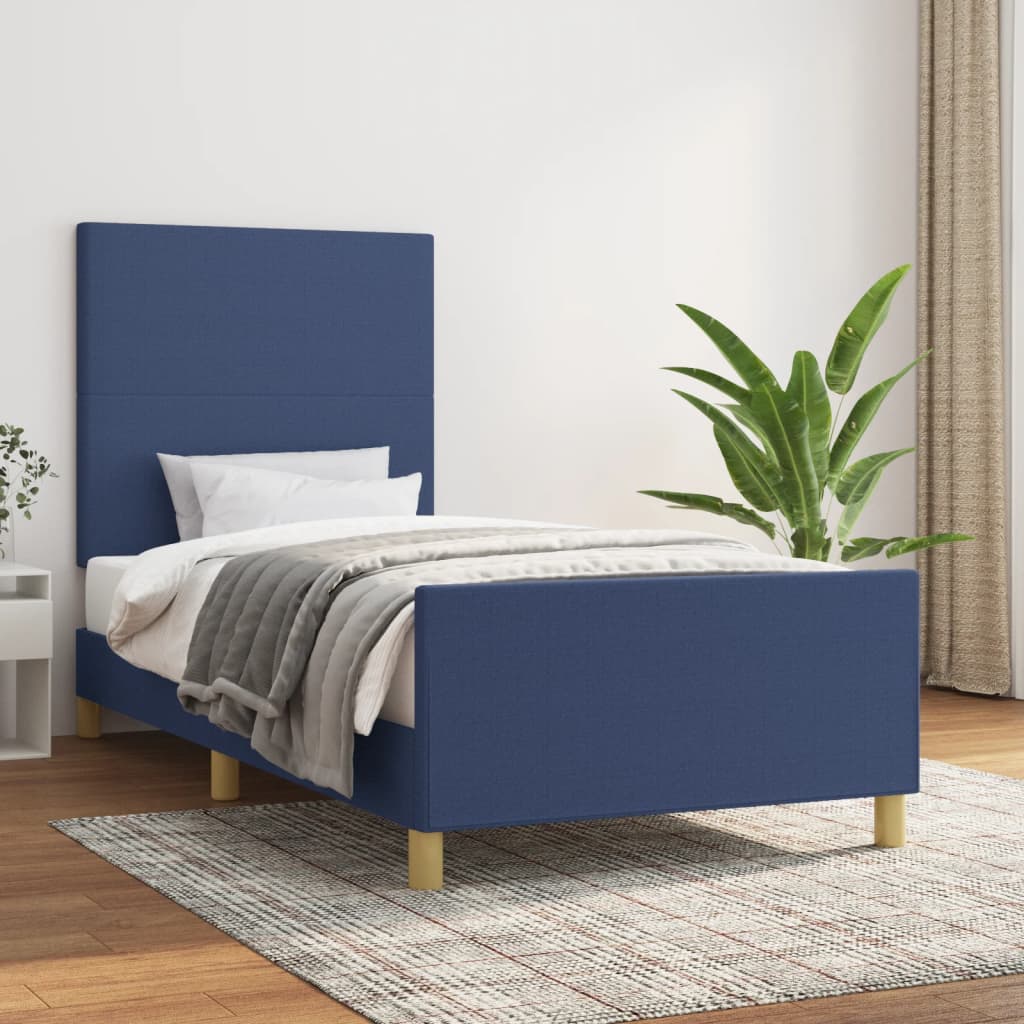 Estrutura de cama sem colchão 100x200 cm tecido azul