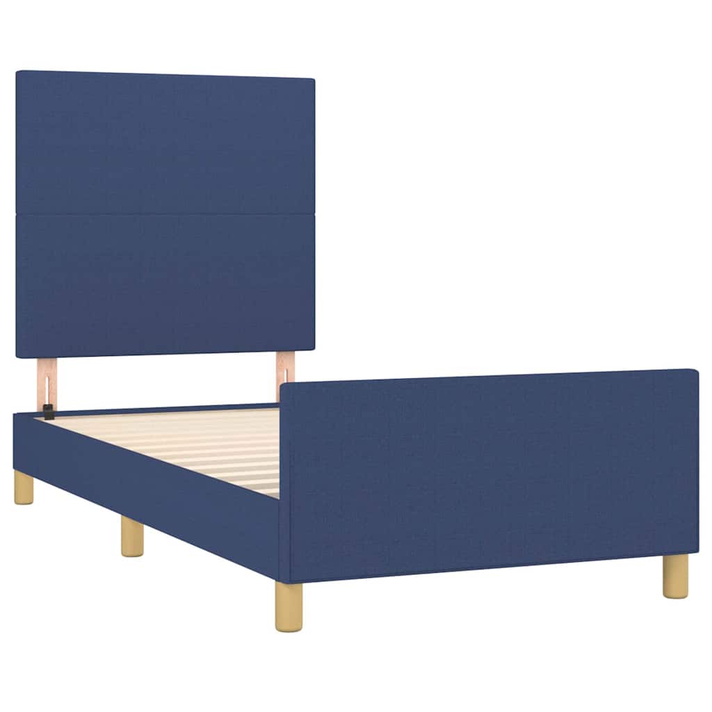 Estrutura de cama sem colchão 100x200 cm tecido azul