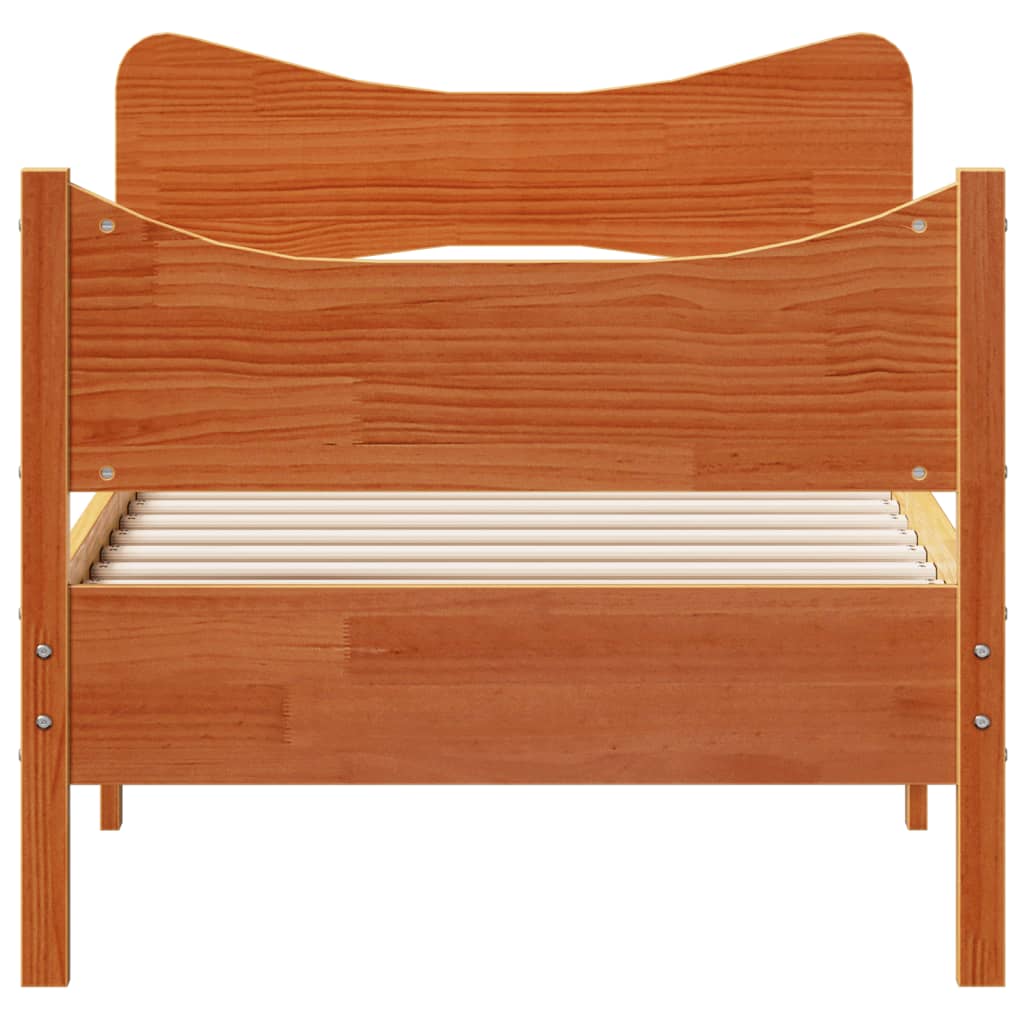 Cama sem colchão 75x190 cm madeira de pinho maciça castanho-mel