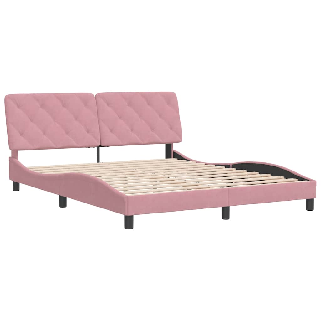 Estrutura de cama sem colchão 160x200 cm veludo rosa