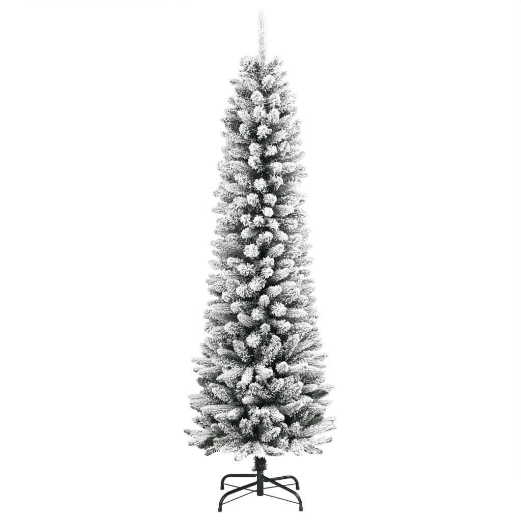 Árvore de natal artificial fina com neve PVC e PE 240 cm