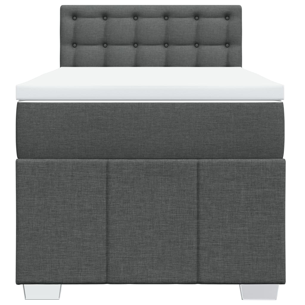 Cama com molas/colchão 90x190 cm tecido cinza-escuro