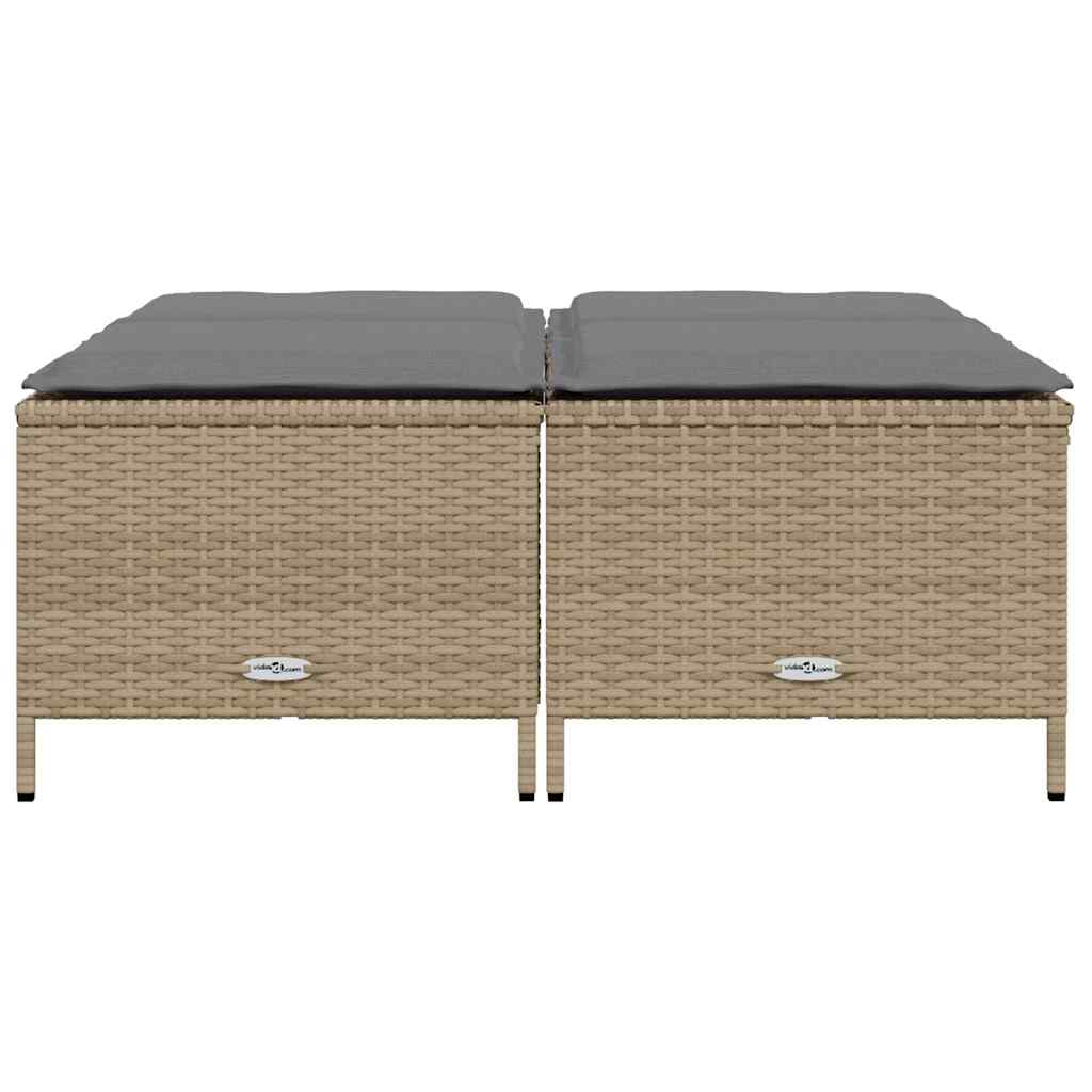 Bancos de jardim com almofadões 4 pcs vime PE bege