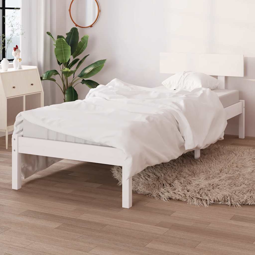 Estrutura cama pequena solteiro 75x190 cm madeira maciça branco
