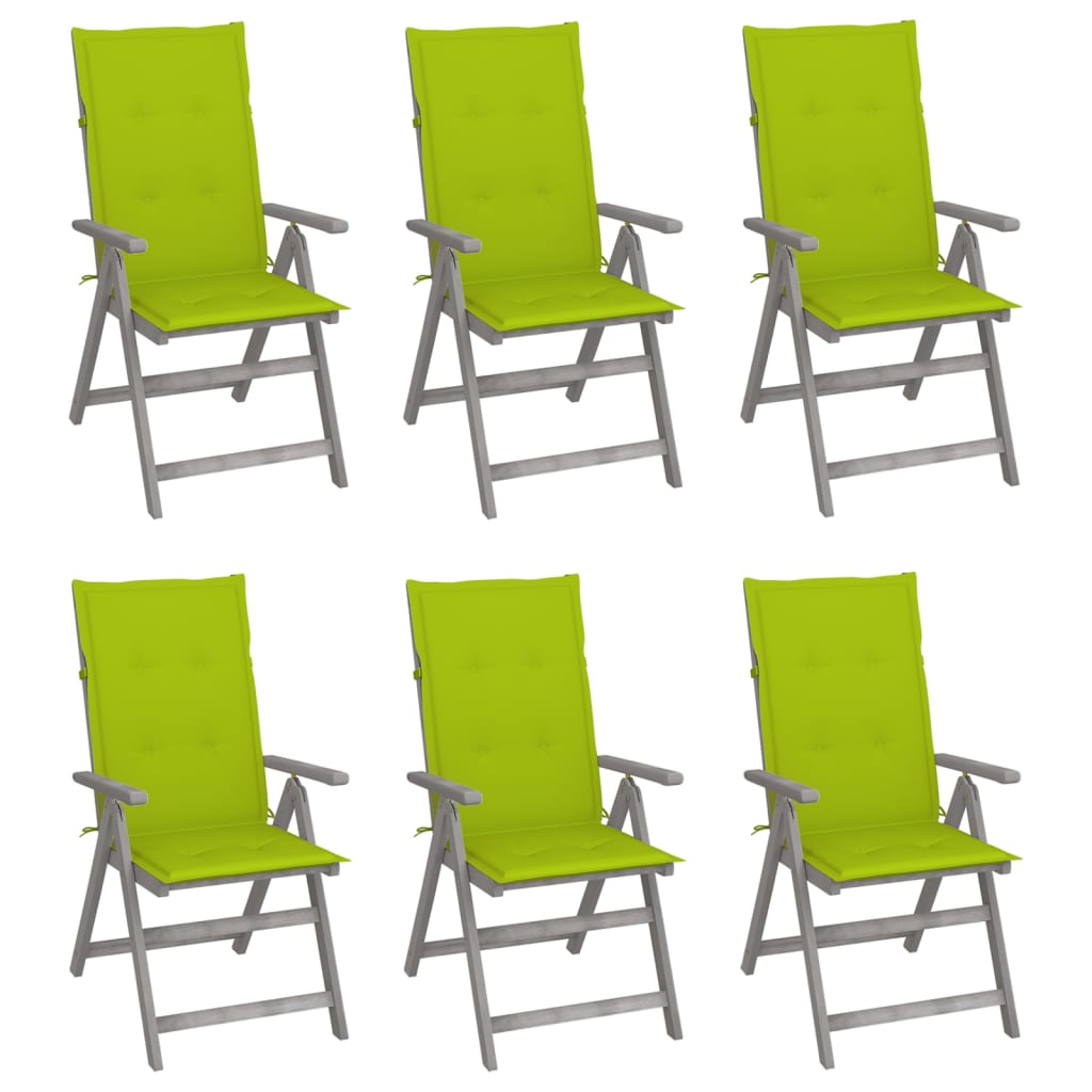 Cadeiras jardim reclináveis c/ almofadões 6 pcs acácia maciça