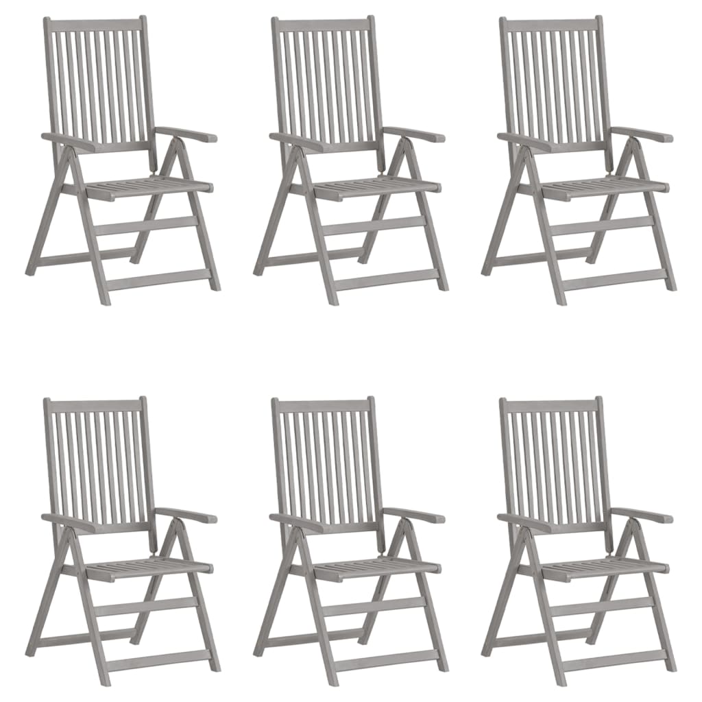 Cadeiras jardim reclináveis c/ almofadões 6 pcs acácia maciça