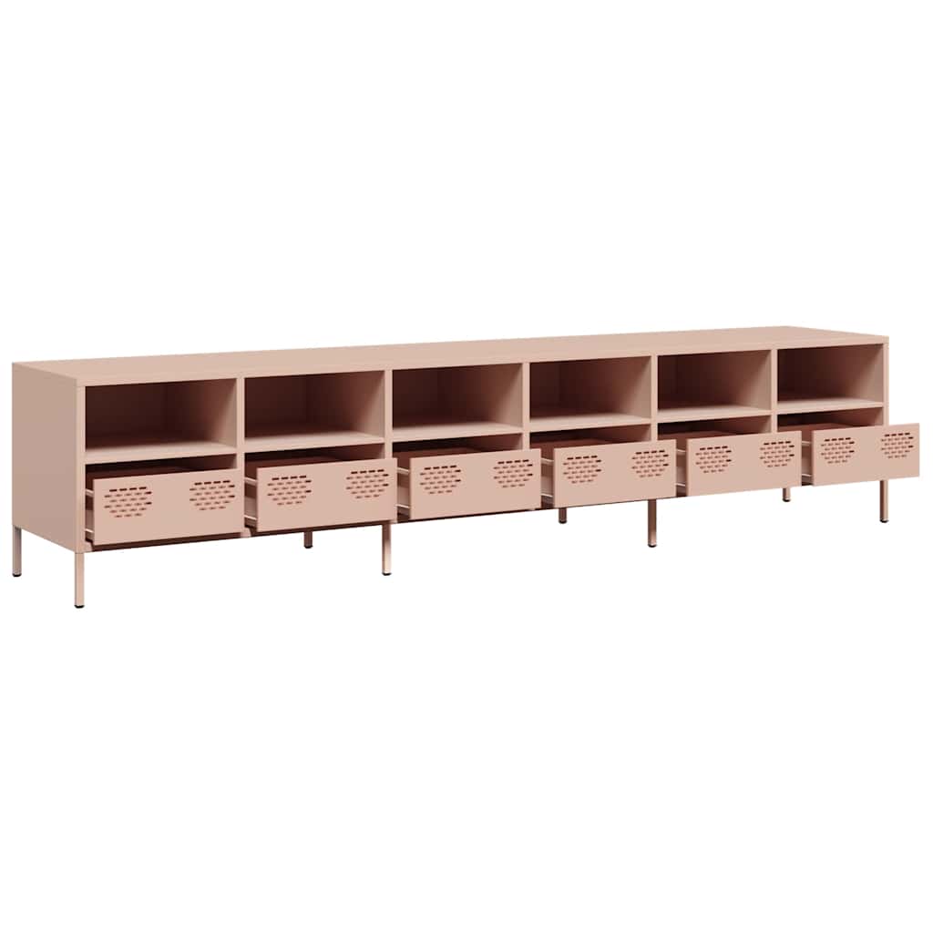 Móvel de TV 202x39x43,5 cm aço laminado a frio rosa