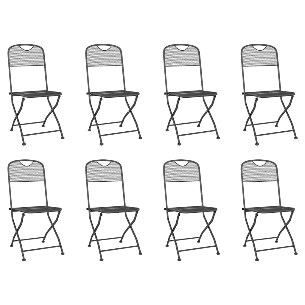 9 Pcs conjunto de jantar para jardim rede de metal antracite