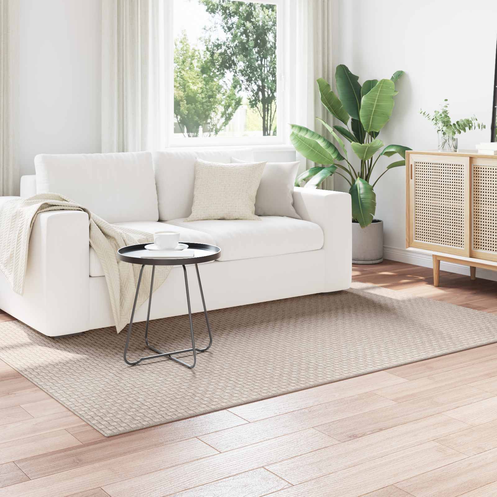 Tapetes de área retangular faro creme 200 x 140 cm poliéster
