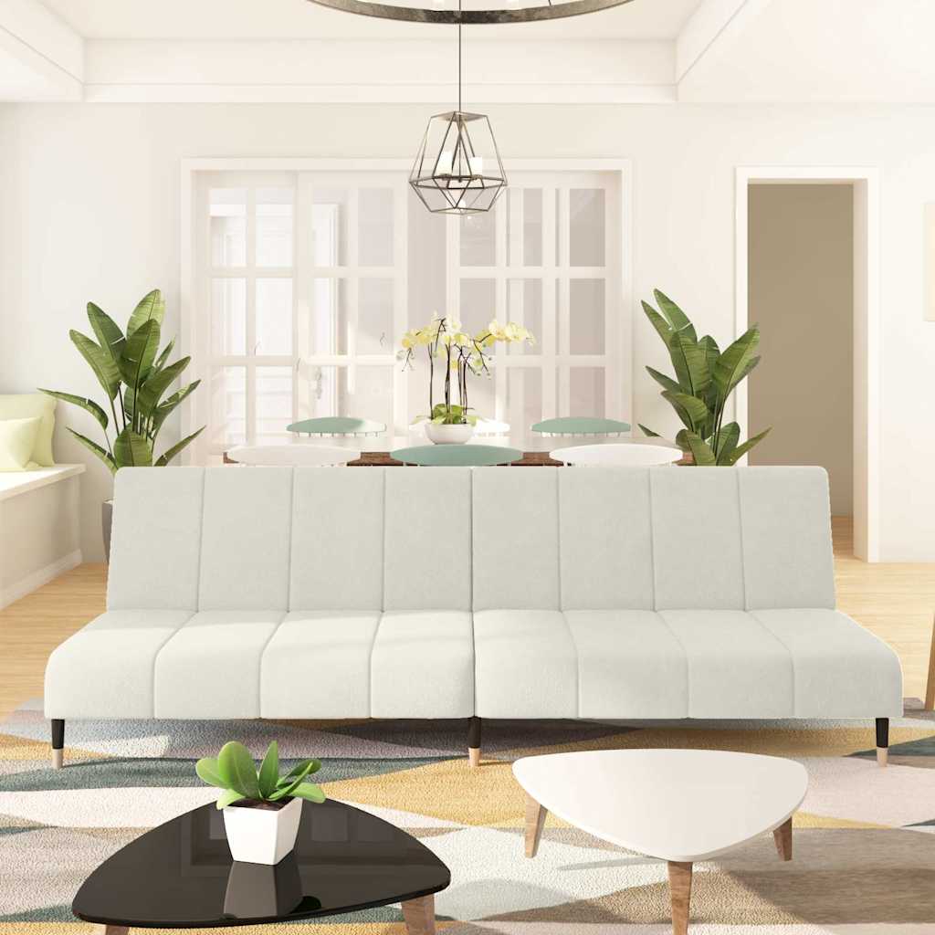 Sofá-cama de 2 lugares veludo cor creme