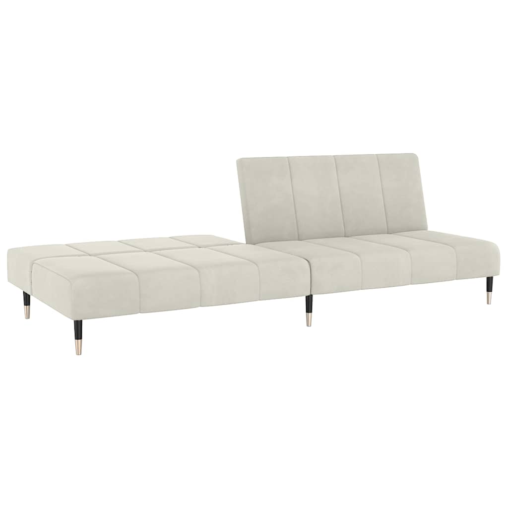 Sofá-cama de 2 lugares veludo cor creme