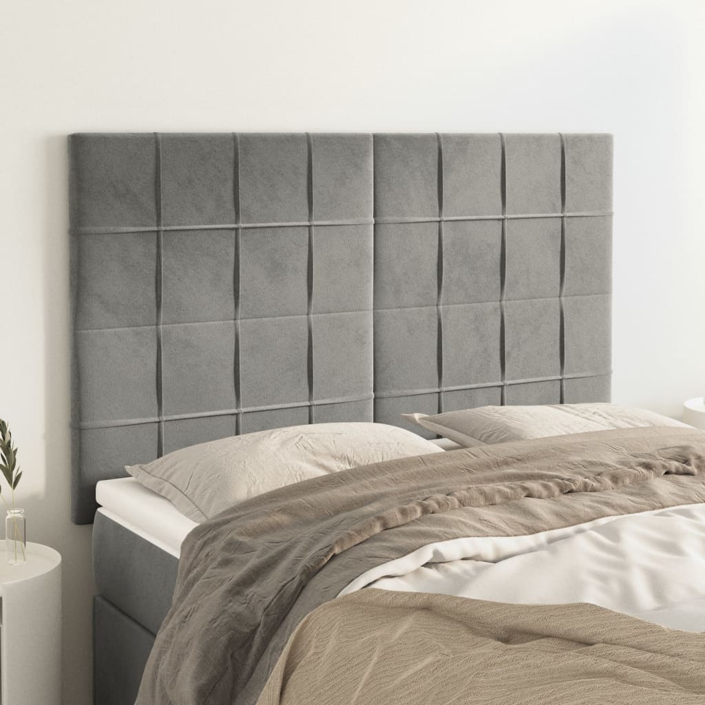 Cabeceira cinza claro 144x5x118/128 cm veludo