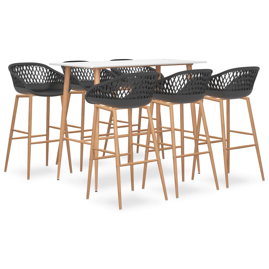 7 Pcs conjunto de bar branco e cinzento