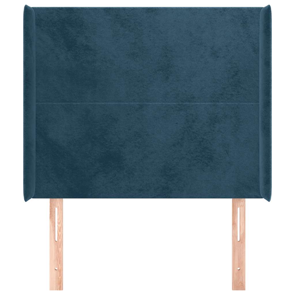Cabeceira cama c/ abas veludo 83x16x118/128 cm azul-escuro
