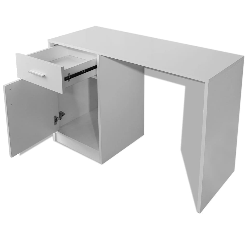 Mesa com gaveta e armário 100x40x73 cm branco