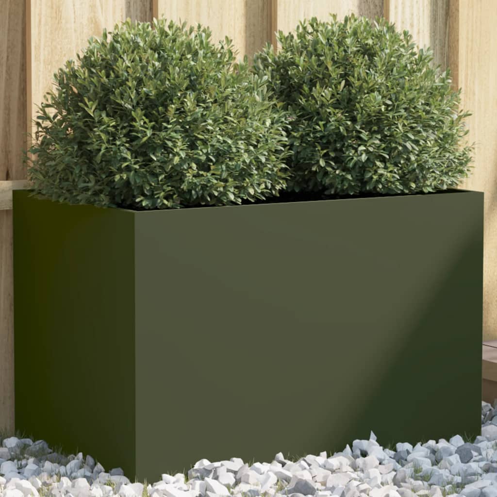 Vaso/floreira 62x40x39 cm aço verde azeitona