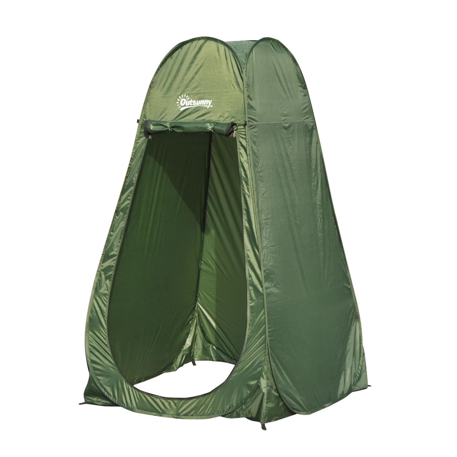 Tenda de duche para campismo dobrável pop up tenda de privacidade com proteção UV e tecido impermeável 100x100x185cm verde escuro