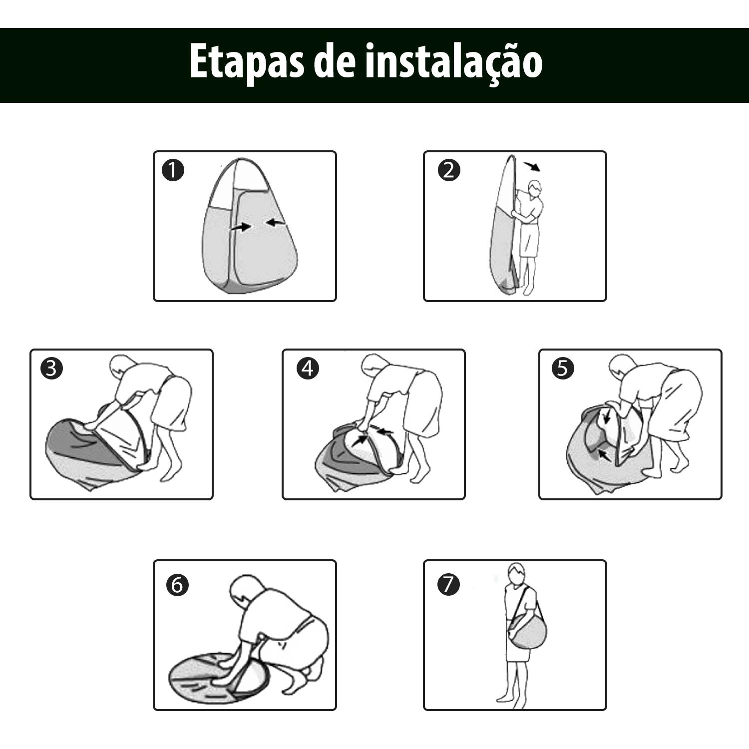 Tenda de duche para campismo dobrável pop up tenda de privacidade com proteção UV e tecido impermeável 100x100x185cm verde escuro
