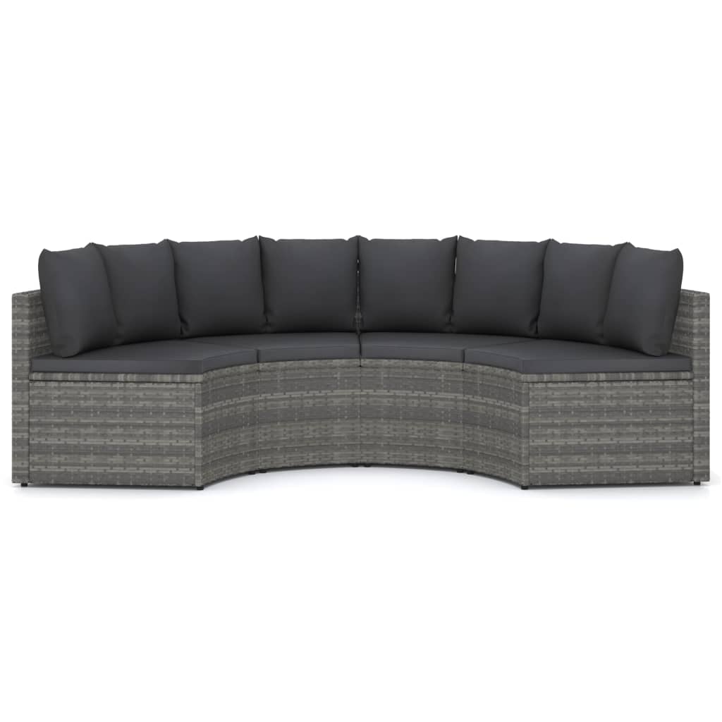 4 Pcs conjunto sofás de jardim c/ almofadões vime PE cinzento