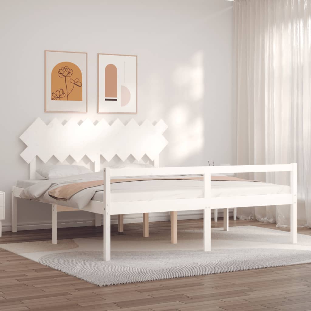 Cama idosos super king size c/ cabeceira madeira maciça branco