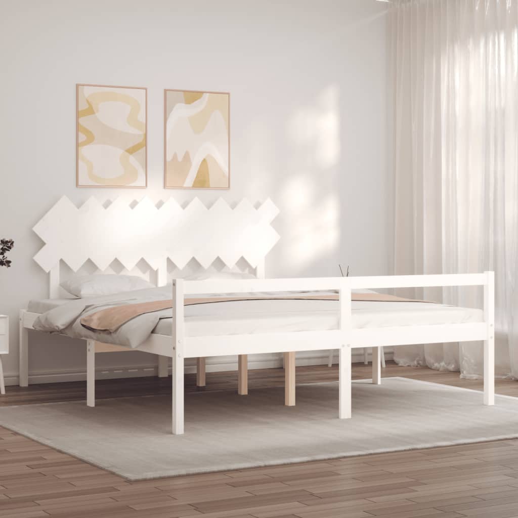 Cama idosos super king size c/ cabeceira madeira maciça branco