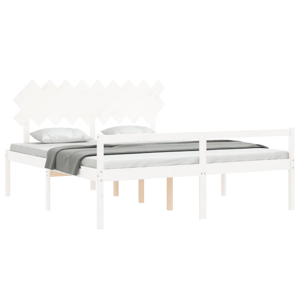 Cama idosos super king size c/ cabeceira madeira maciça branco