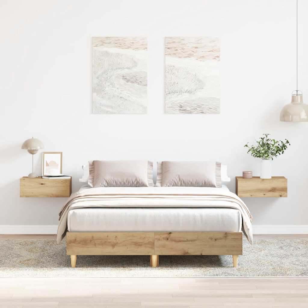 Estrutura de cama sem colchão 120x190 cm carvalho artesanal