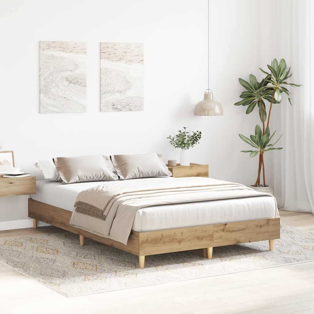 Estrutura de cama sem colchão 120x190 cm carvalho artesanal