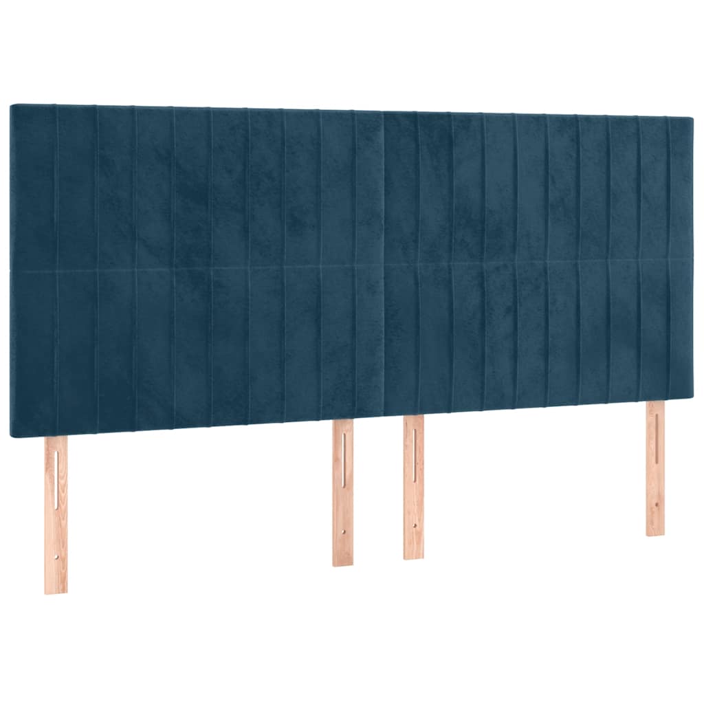 Cabeceira cama c/ luzes LED veludo 180x5x118/128cm azul-escuro