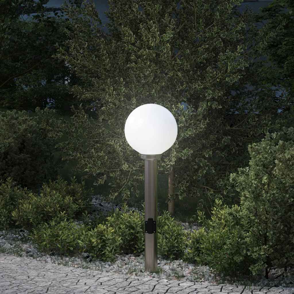 Luminária de poste com tomada, 80 cm, aço inoxidável, IP44