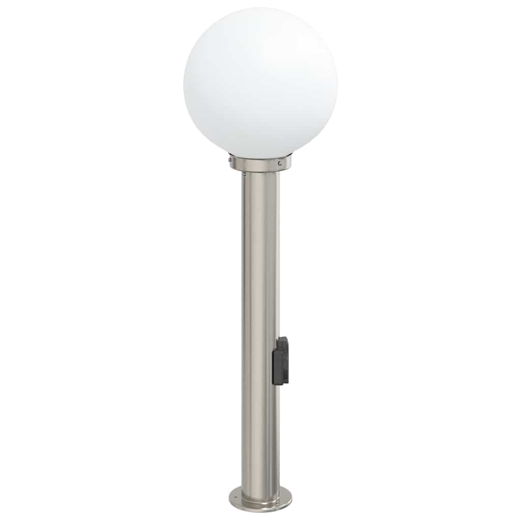 Luminária de poste com tomada, 80 cm, aço inoxidável, IP44